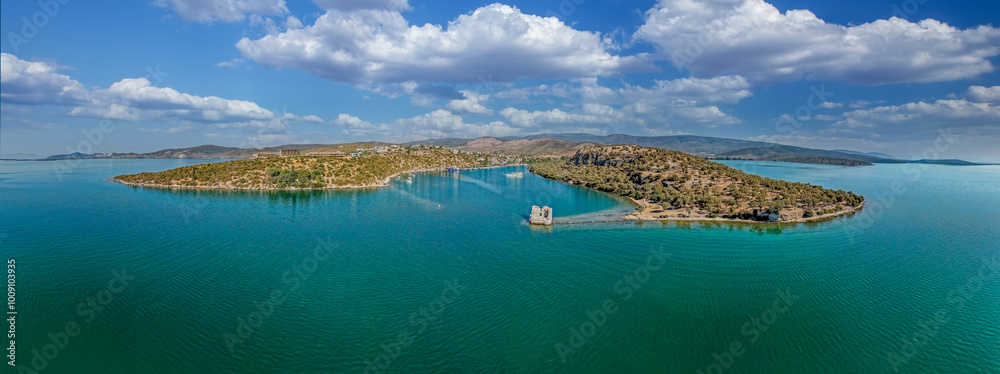 Mugla - Milas - Kıyıkışlacık neighborhood, a beautiful beach in Güllük Bay. Panoramic images