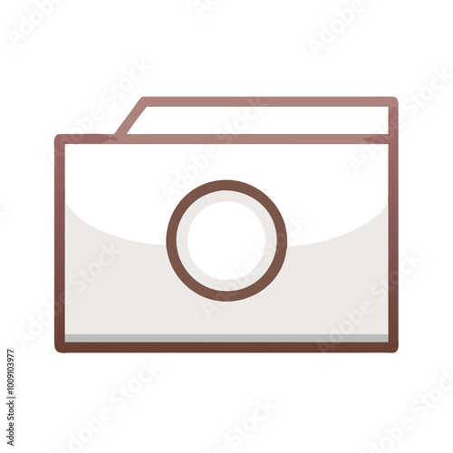 Camera icon in brown and white, simple design for digital use and photography