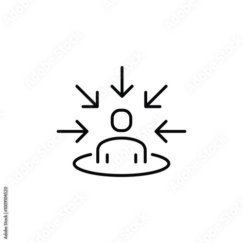 Customer centricity icon. Simple outline style. Centric consumer, client first approach, person, central, people, human focus concept. Thin line symbol. Vector illustration isolated.