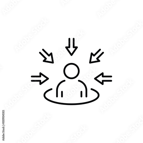 Customer centricity icon. Simple outline style. Centric consumer, client first approach, person, central, people, human focus concept. Thin line symbol. Vector illustration isolated.