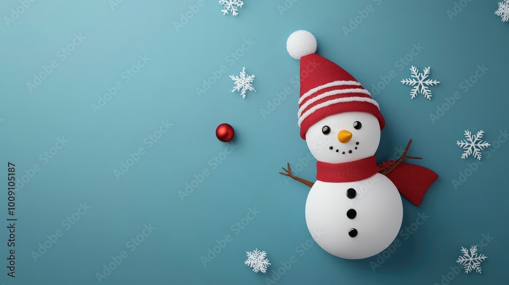 Christmas snowman flat design, top view, winter wonderland theme, animation, vivid Christmas snowman flat design, top view, winter wonderland theme, animation, vivid