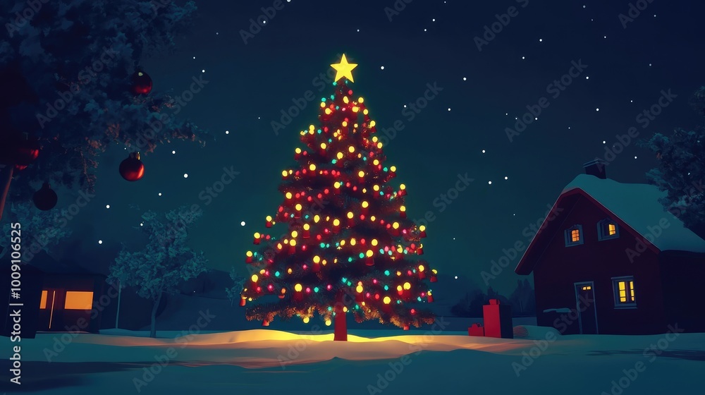 Christmas tree flat design, front view, festive theme, animation, vivid
Christmas tree flat design, front view, festive theme, animation, vivid