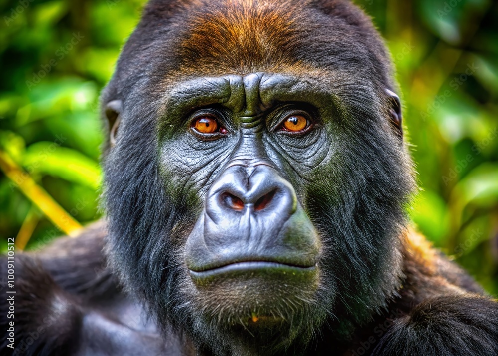 Close-up of Gorilla Ears Highlighting Textures and Natural Beauty in a Wildlife Setting Close-up of Gorilla Ears Highlighting Textures and Natural Beauty in a Wildlife Setting