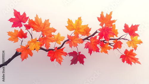 Chic Fall Design Featuring Vibrant Maple Leaves Hanging from a Branch