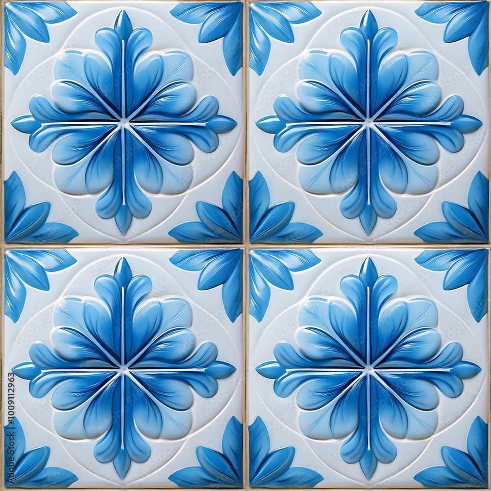 Blue geometric tile pattern Blue geometric tile pattern