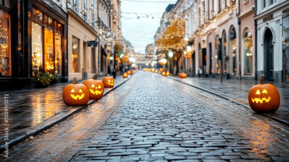 Obraz premium A spooky fog-covered street in an old town