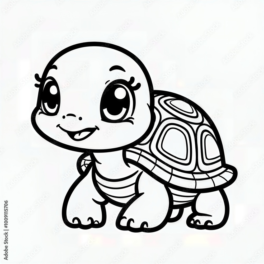Fototapeta premium Cute Baby Turtle Coloring Page