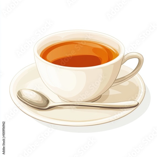 Wallpaper Mural A cup of tea on a saucer with a spoon, conveying warmth and relaxation. Torontodigital.ca