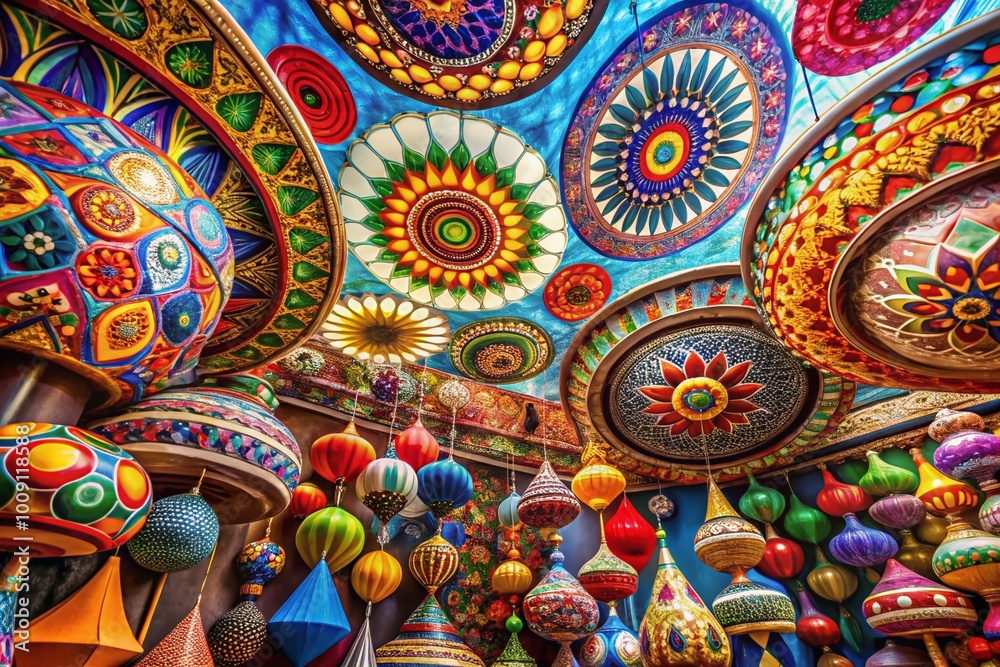 Colorful abstract shapes and patterns blending together in a vibrant and dynamic artistic composition Colorful abstract shapes and patterns blending together in a vibrant and dynamic artistic composition
