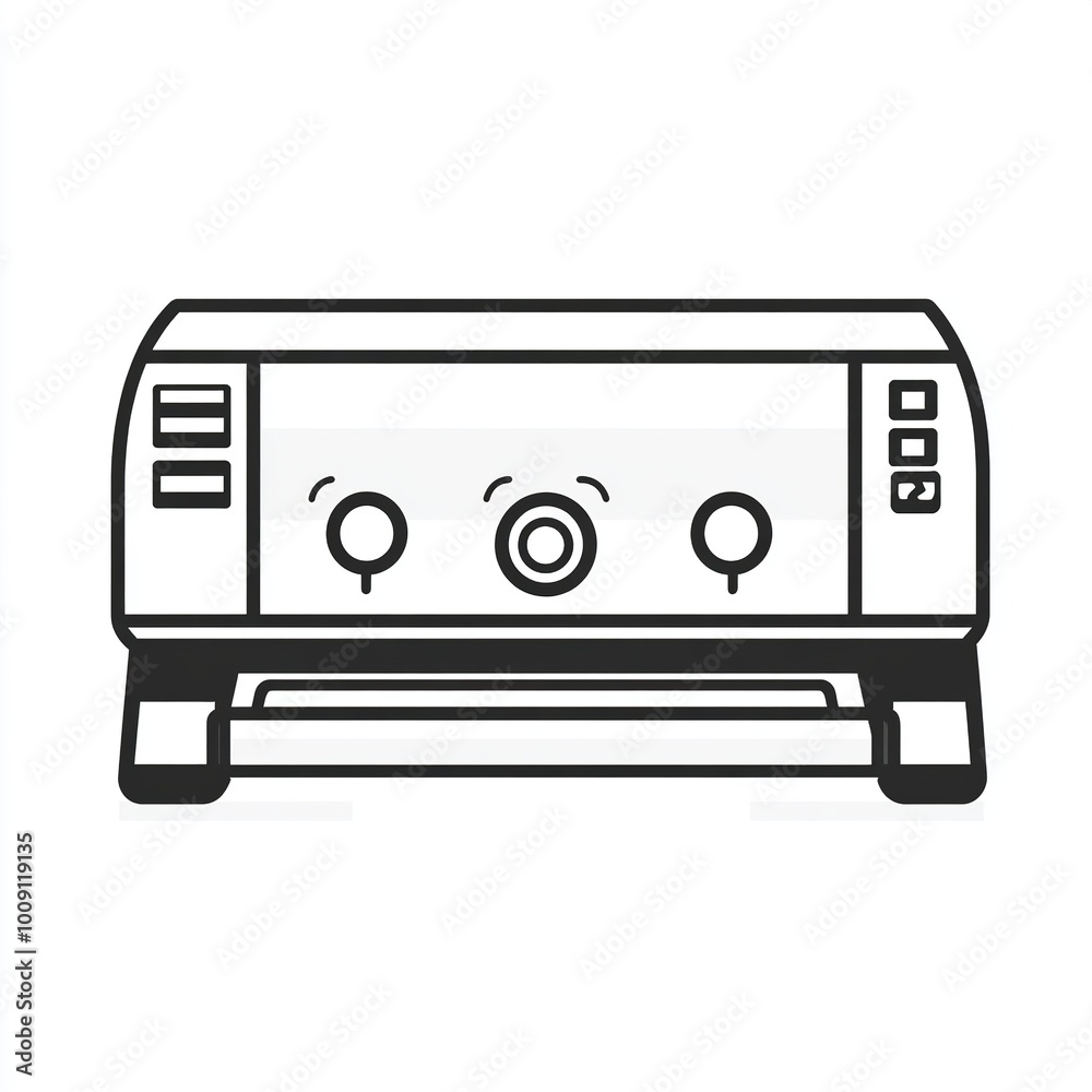 A simple illustration of a toaster oven, designed for cooking and heating food. A simple illustration of a toaster oven, designed for cooking and heating food.