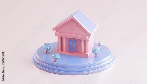 A cute, miniature pink hous...