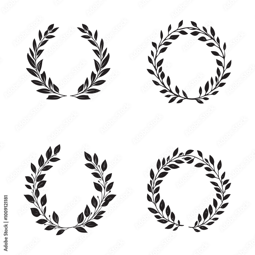 vector of black silhouette of wreath silhouette vector of black silhouette of wreath silhouette