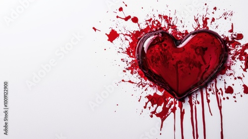 blood shape of my hart on white background