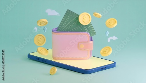 A colorful digital wallet w...