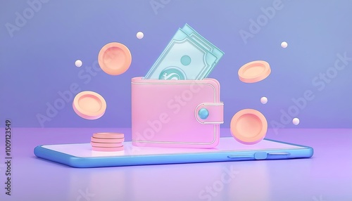 A colorful wallet with mone...