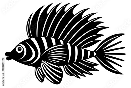 lion fish black silhouette icon