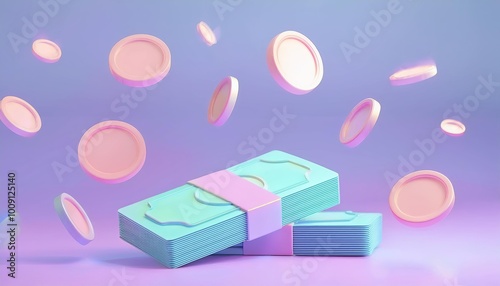 A stack of colorful banknot...