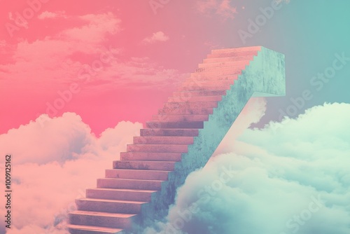 Stairway to Nowhere: Steps Dissolving into Clouds photo