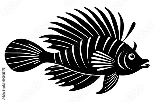 lion fish black silhouette icon