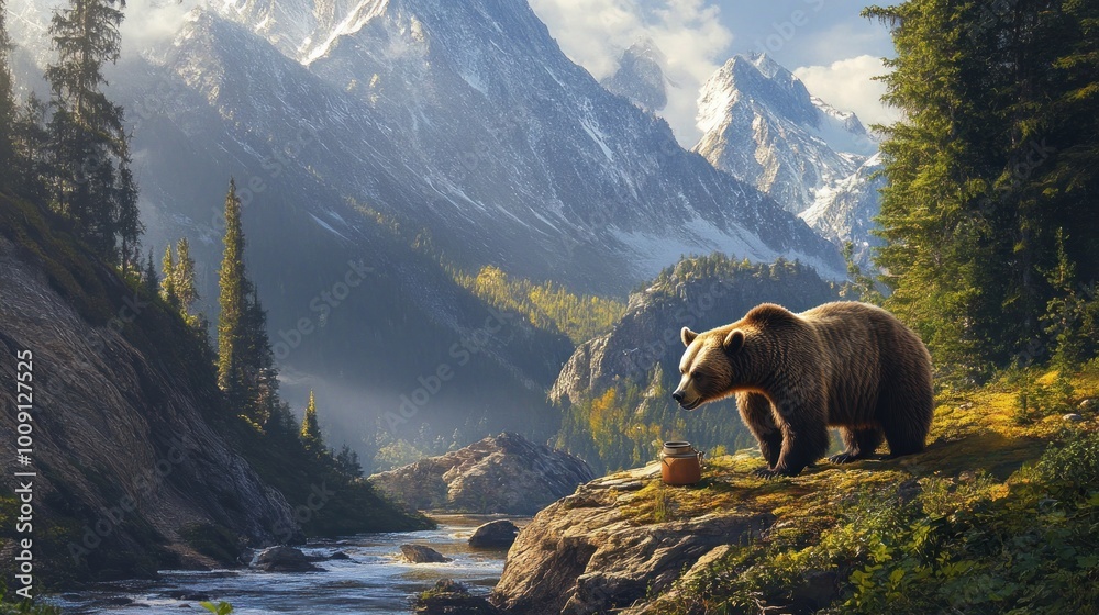 Majestic Bear by the Mountain Stream Majestic Bear by the Mountain Stream