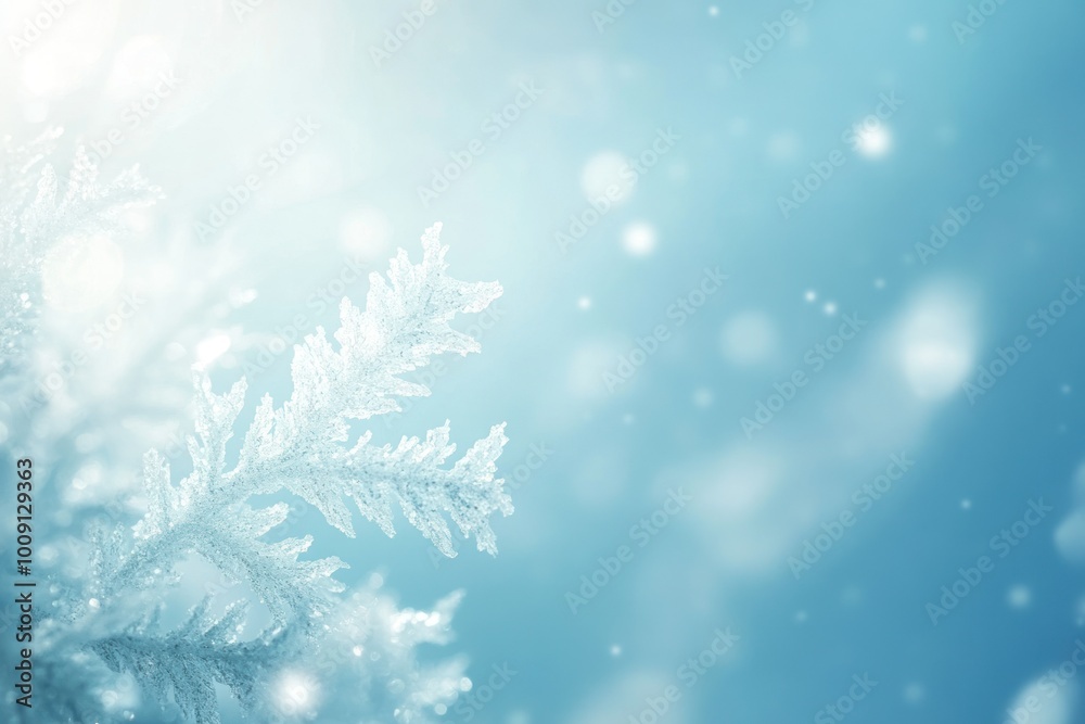 Tranquil Blue Background with Soft Snowfall Tranquil Blue Background with Soft Snowfall
