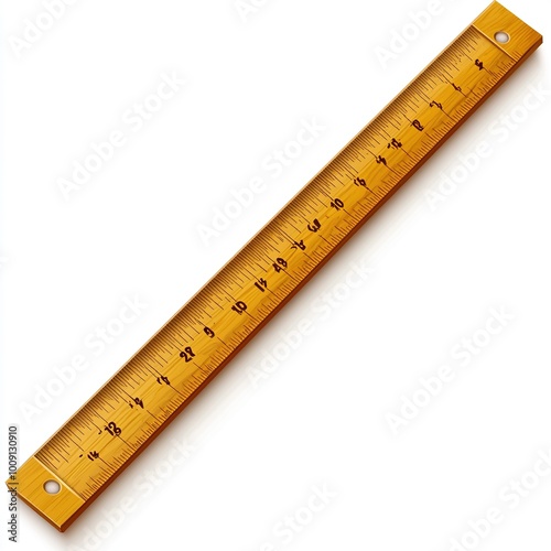 A clear yellow ruler marked with measurements for precise measuring and drawing.