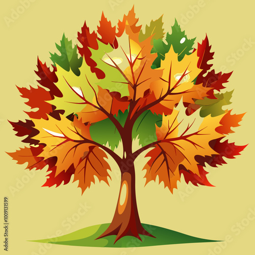 maple tree autumn vector illustration 
