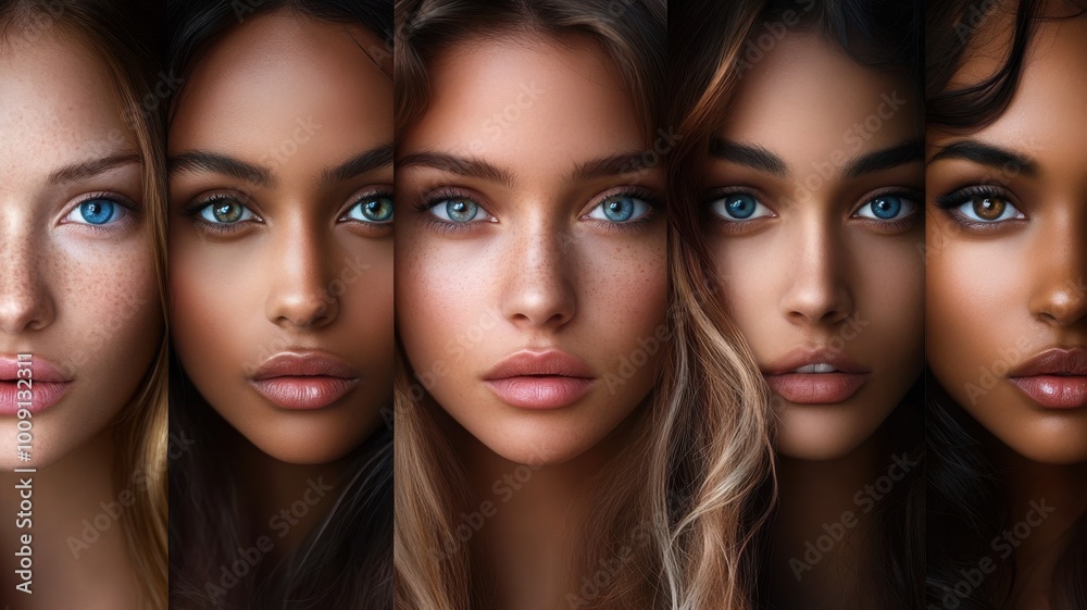 A group of women with different skin tones and hair colors A group of women with different skin tones and hair colors