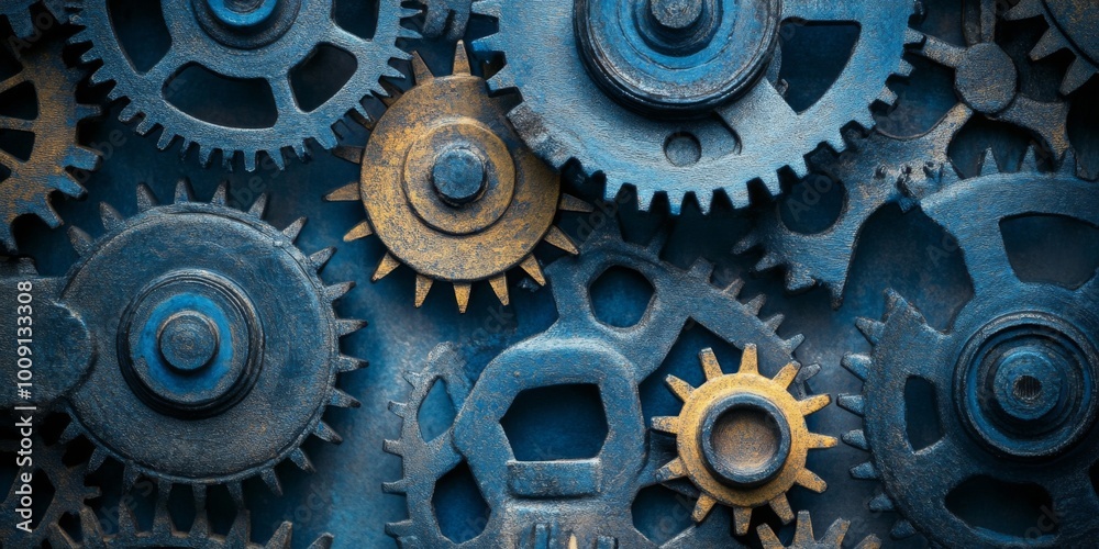 A series of interconnected cogs and gears representing efficiency and precision A series of interconnected cogs and gears representing efficiency and precision