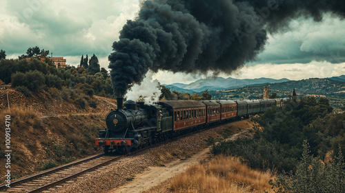 steam train in the countryside