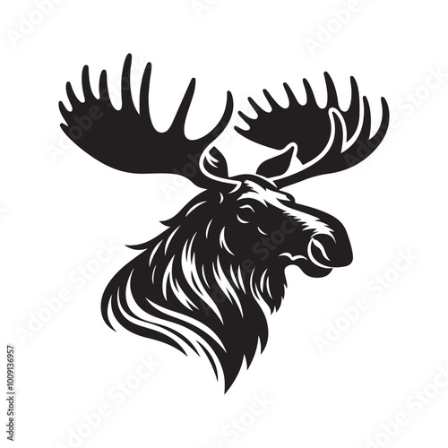 Moose in the Mist: A Quiet Morning Moose silhouette vector