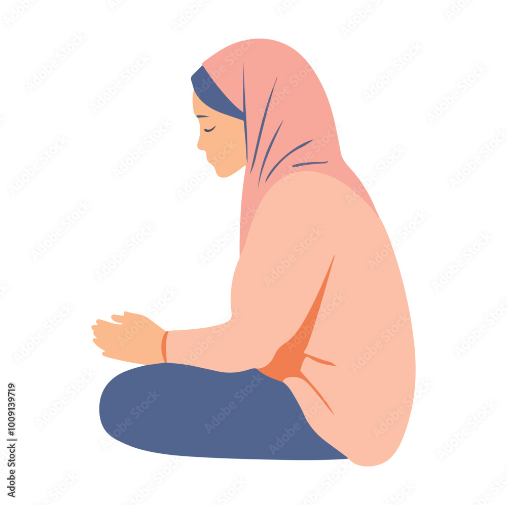 Muslim Prayer Islamic Vector Flat Illustration Muslim Prayer Islamic Vector Flat Illustration
