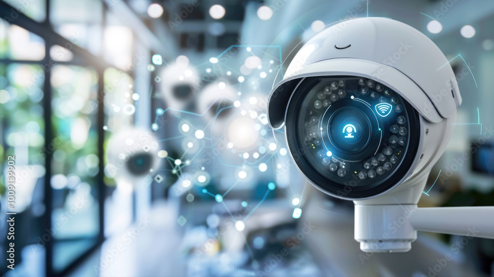 High-Tech Security Camera in Modern Office High-Tech Security Camera in Modern Office