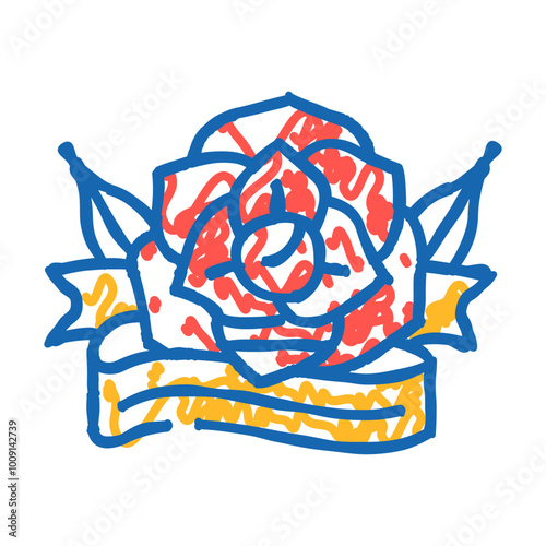 rose tattoo art vintage doodle icon sketch vector. rose tattoo art vintage sign. isolated symbol illustration