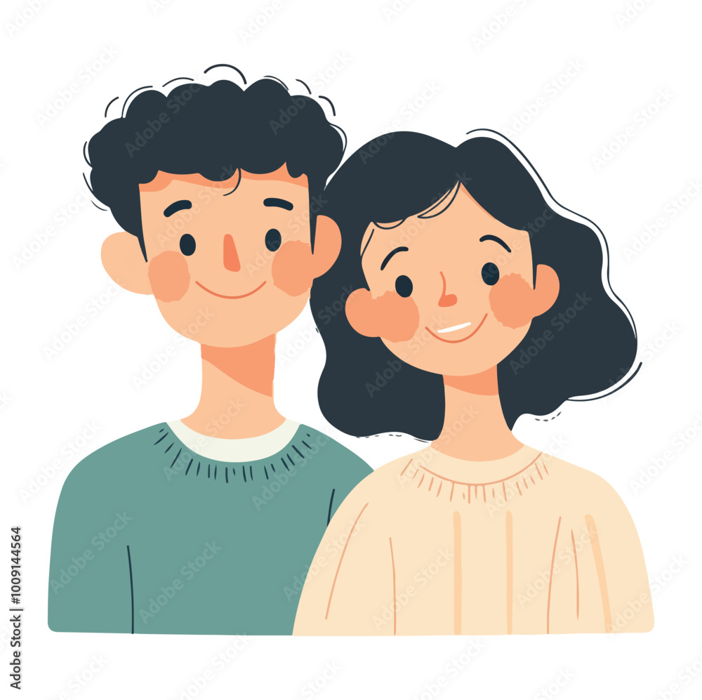 Happy Young Couple in Love Embracing Each Other Flat illustration Happy Young Couple in Love Embracing Each Other Flat illustration