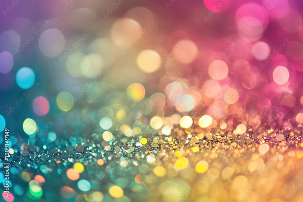 Sparkling rainbow colored festive glitter background with bokeh lights Sparkling rainbow colored festive glitter background with bokeh lights
