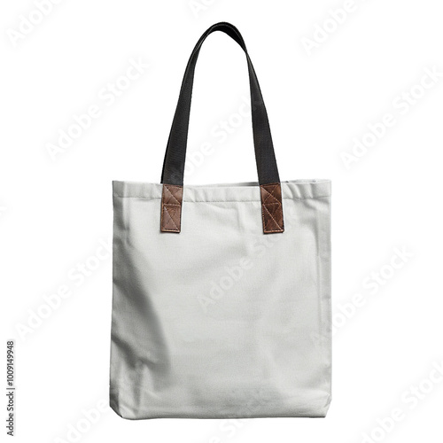 Minimal white tote bag mockup isolated PNG