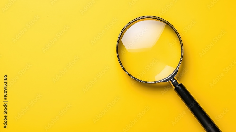 A close-up of a magnifying glass placed on a bright yellow background. This image symbolizes clarity, focus, and detailed observation, ideal for educational and analytical purposes.