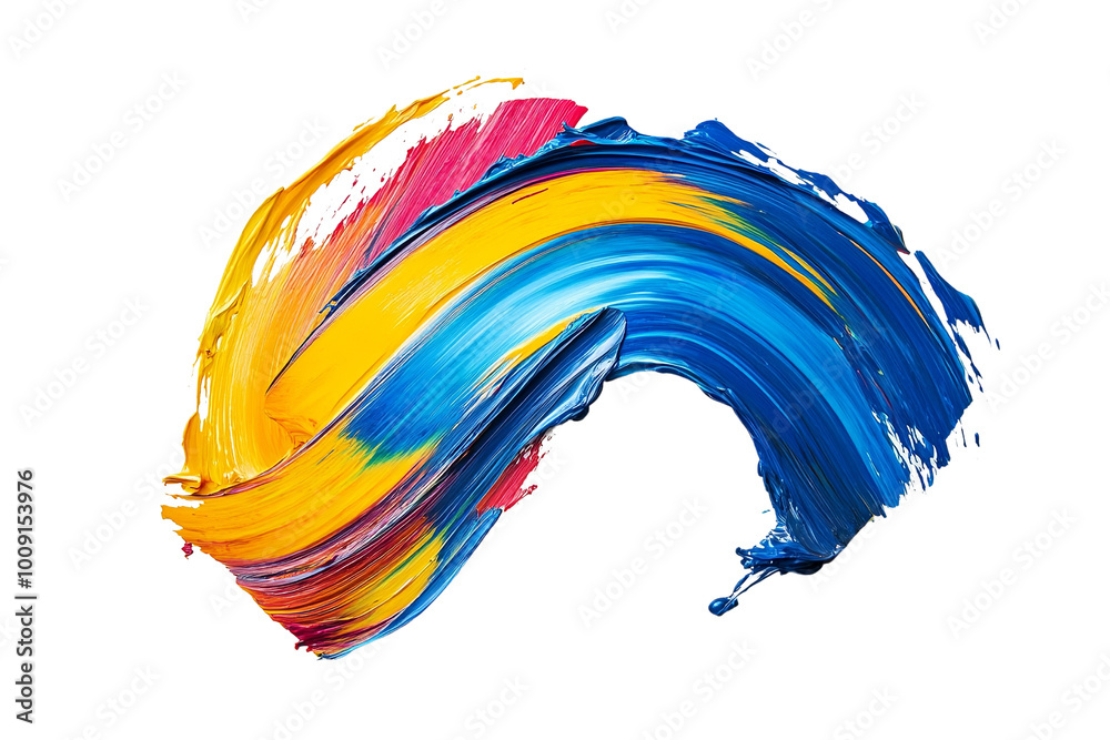 Fototapeta premium Abstract neon paint stroke, bright luminescent effect ,Isolated on transparent background