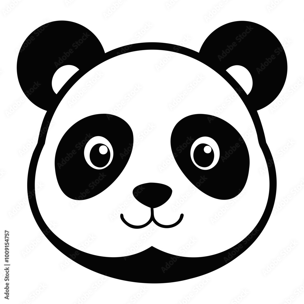A cute panda head black silhouette For Logo Design Isolated on Transparent background A cute panda head black silhouette For Logo Design Isolated on Transparent background