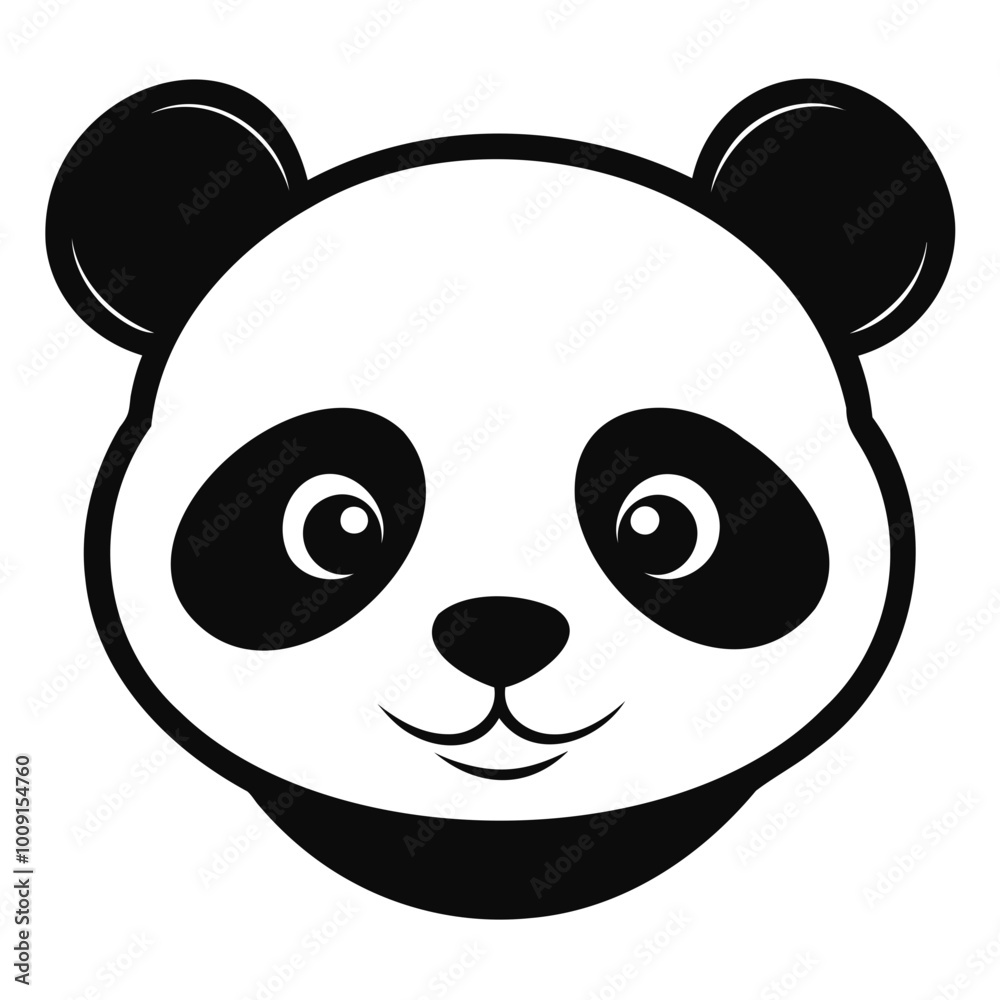 A cute panda head black silhouette For Logo Design Isolated on Transparent background A cute panda head black silhouette For Logo Design Isolated on Transparent background