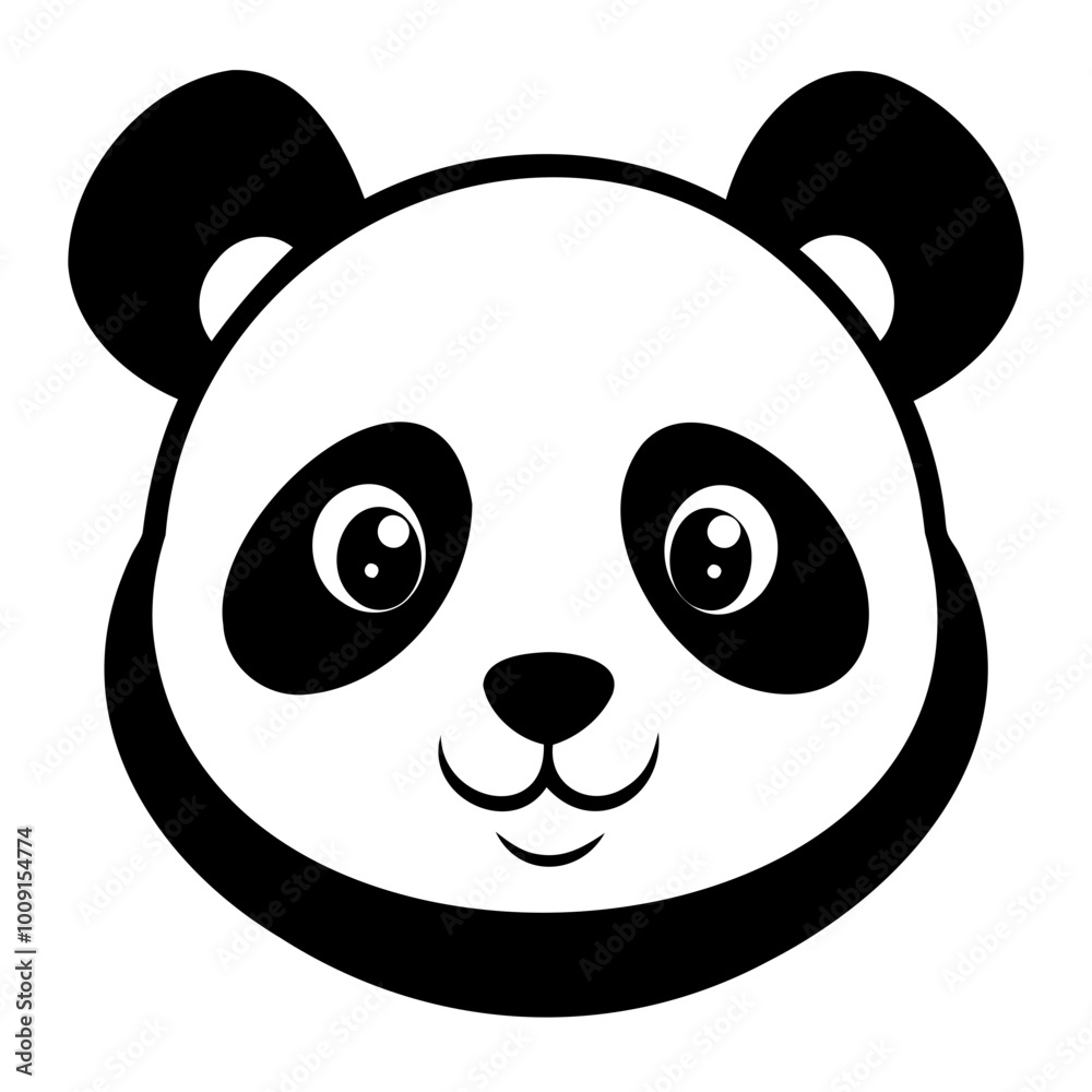 A cute panda head black silhouette For Logo Design Isolated on Transparent background A cute panda head black silhouette For Logo Design Isolated on Transparent background