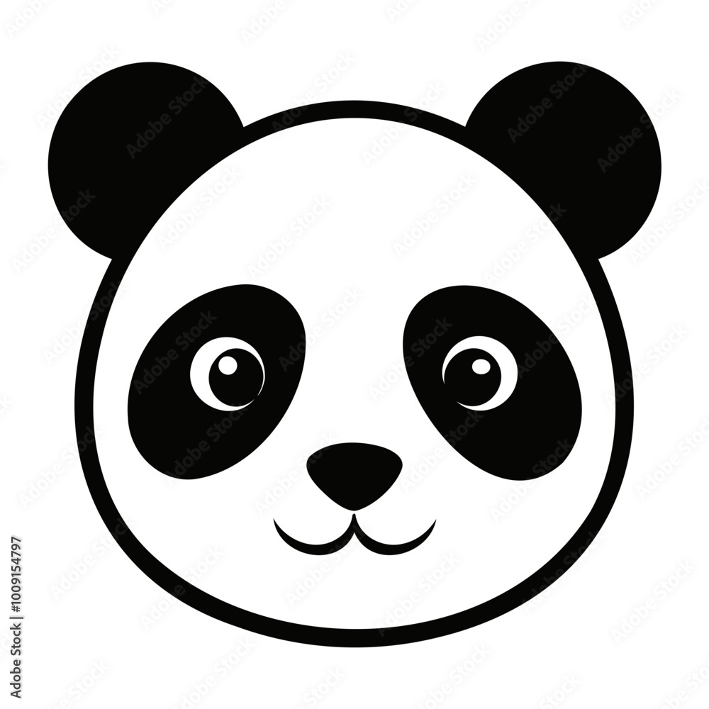 A cute panda head black silhouette For Logo Design Isolated on Transparent background A cute panda head black silhouette For Logo Design Isolated on Transparent background