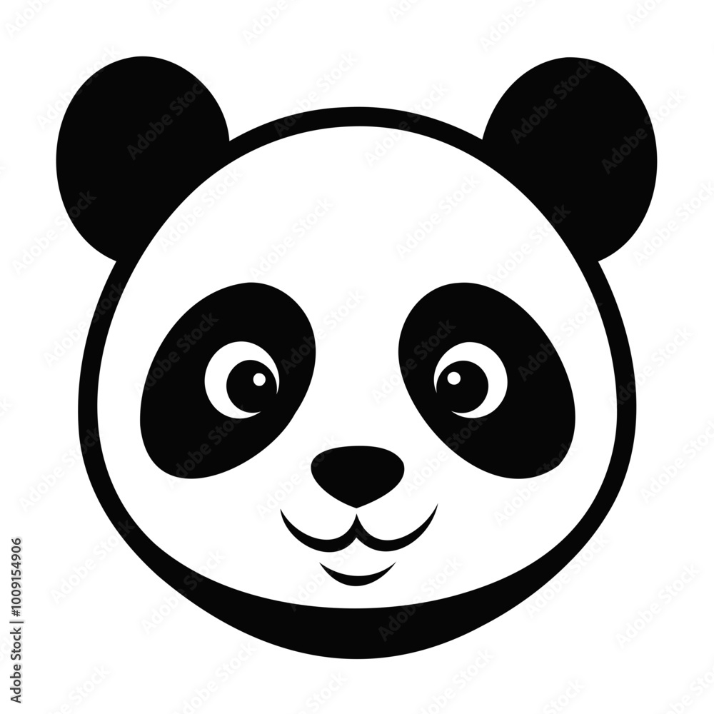 A cute panda head black silhouette For Logo Design Isolated on Transparent background A cute panda head black silhouette For Logo Design Isolated on Transparent background