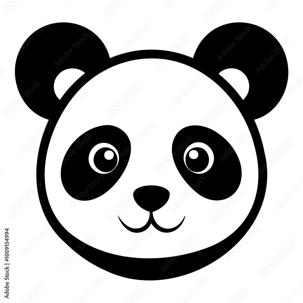 A cute panda head black silhouette For Logo Design Isolated on Transparent background A cute panda head black silhouette For Logo Design Isolated on Transparent background