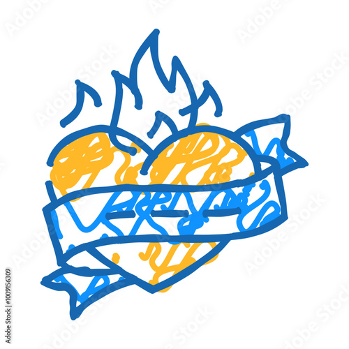 heart art tattoo vintage doodle icon sketch vector. heart art tattoo vintage sign. isolated symbol illustration