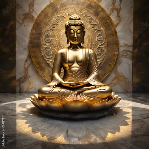 3D Golden buddha statue