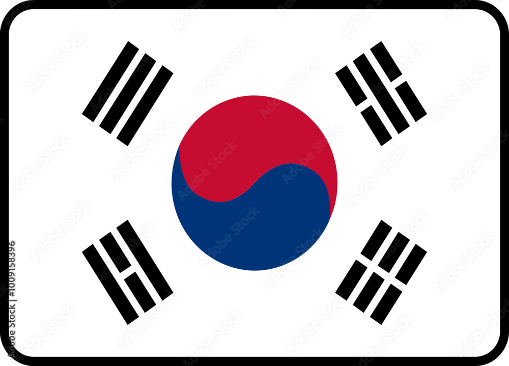 South Korea Flag Rounded Rectangle Icon South Korea Flag Rounded Rectangle Icon