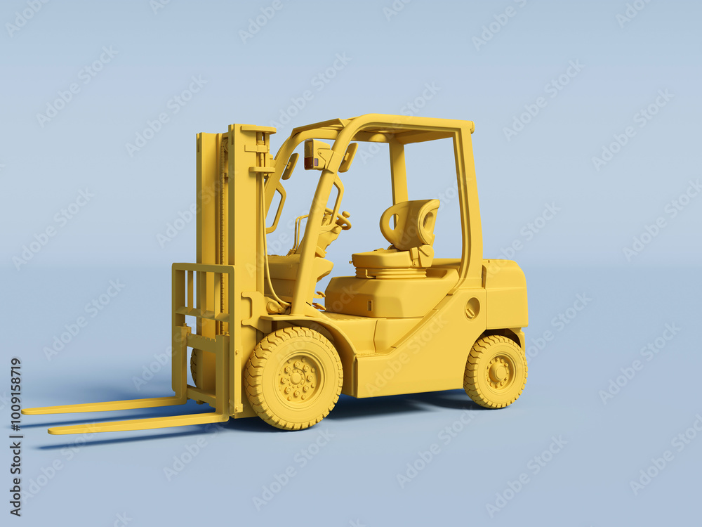 yellow Forklift on a light blue background. 3D Rendering. yellow Forklift on a light blue background. 3D Rendering.