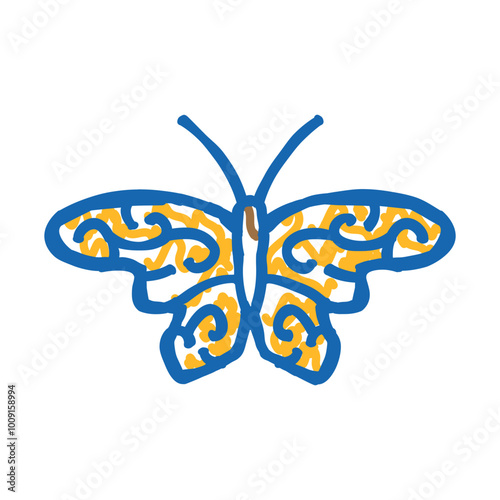 butterfly tattoo art vintage doodle icon sketch vector. butterfly tattoo art vintage sign. isolated symbol illustration